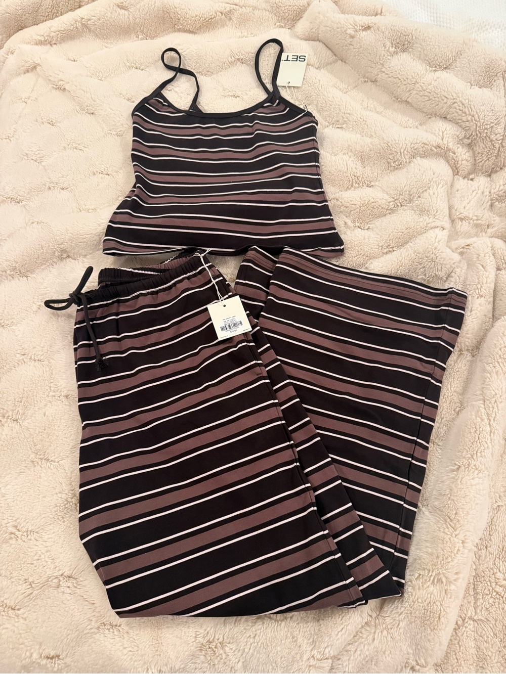 SET Active Easy Stripe Pants & Tank in Driftwood